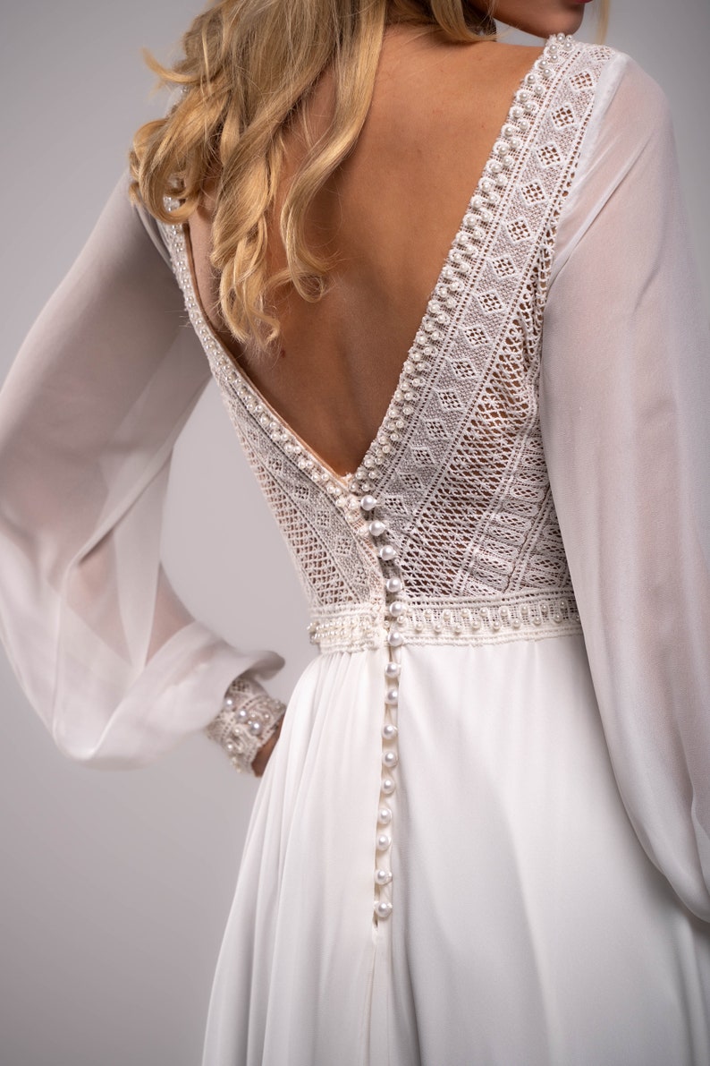 Simple Wedding Dressboho Bridal Dressrustic Wedding Dress Long Sleeves Wedding Unique Wedding Dress Boho Maxi Dress