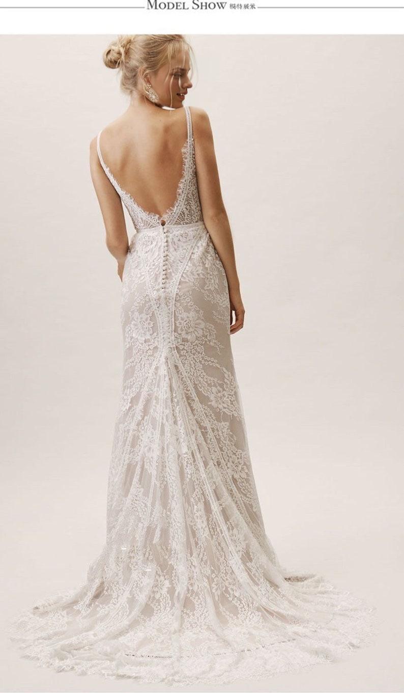 Vintage Lace Bridal Gown Fairy Wedding Dress Beach Wedding Gown Mermaid Wedding Dress With Slit