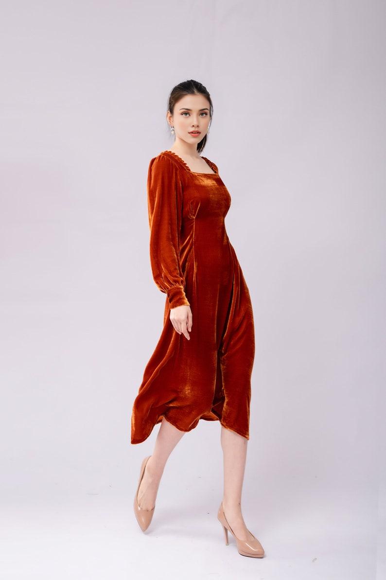 Silk Velvet Dress Luxurious Silk Velvet Dress with Sleeves Gift for her Long Dress Prom Dress Party Dress