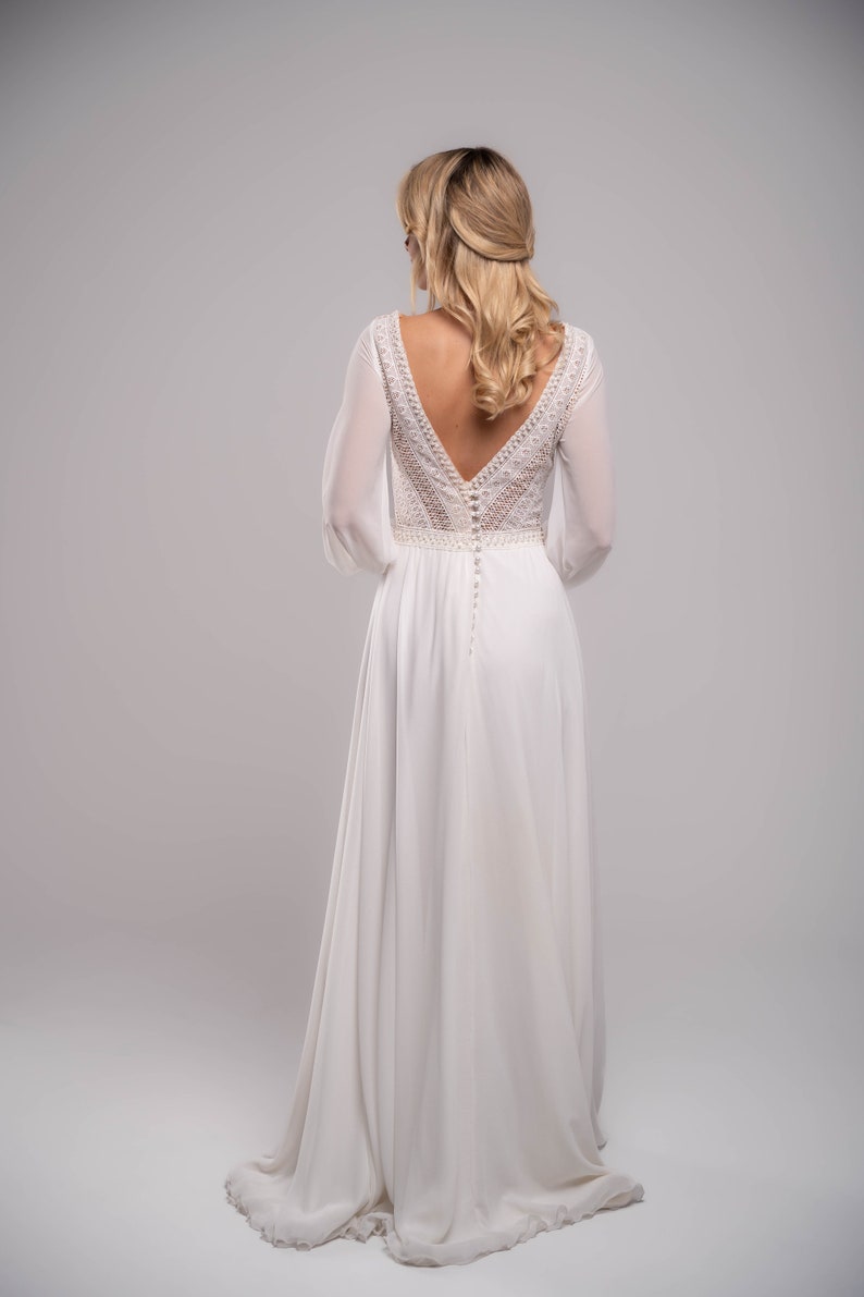 Simple Wedding Dressboho Bridal Dressrustic Wedding Dress Long Sleeves Wedding Unique Wedding Dress Boho Maxi Dress