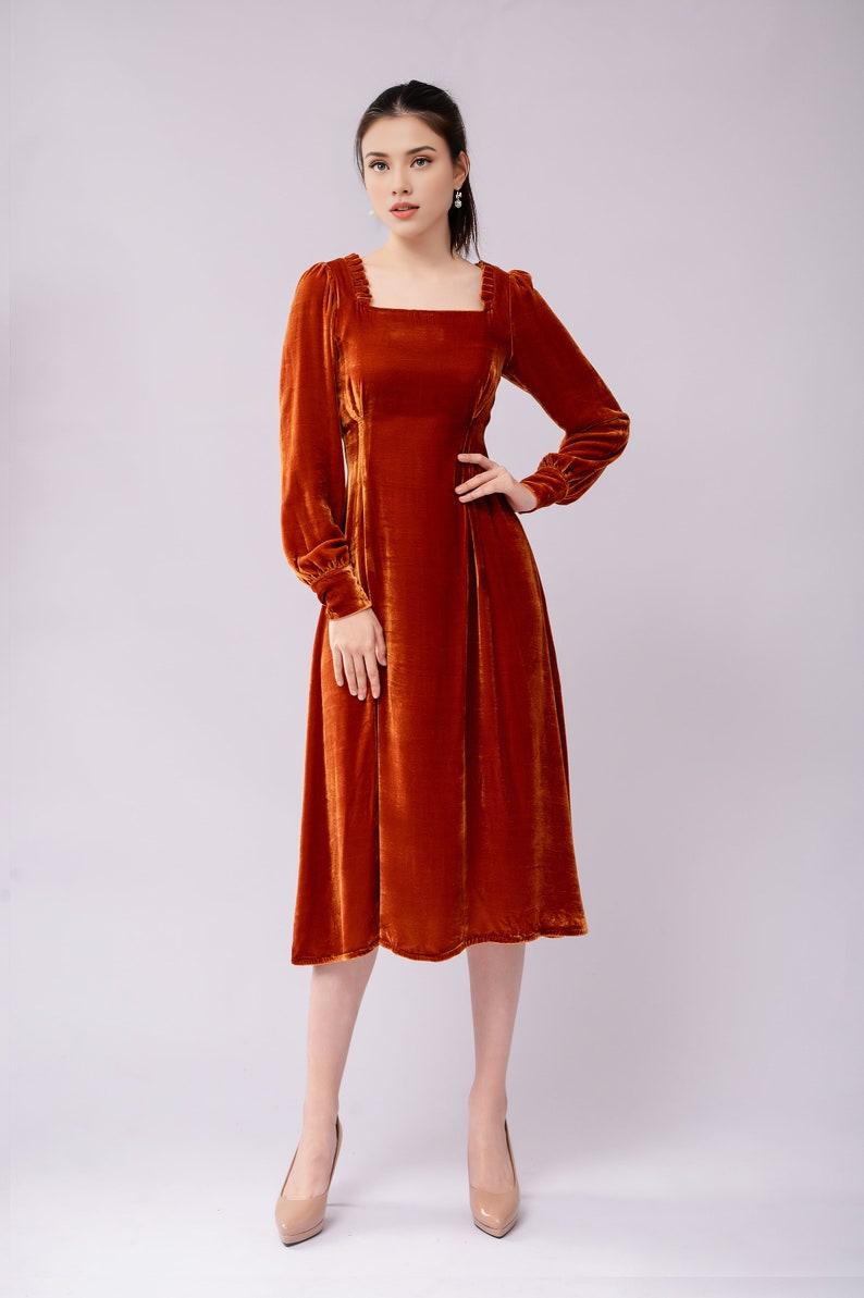 Silk Velvet Dress Luxurious Silk Velvet Dress with Sleeves Gift for her Long Dress Prom Dress Party Dress