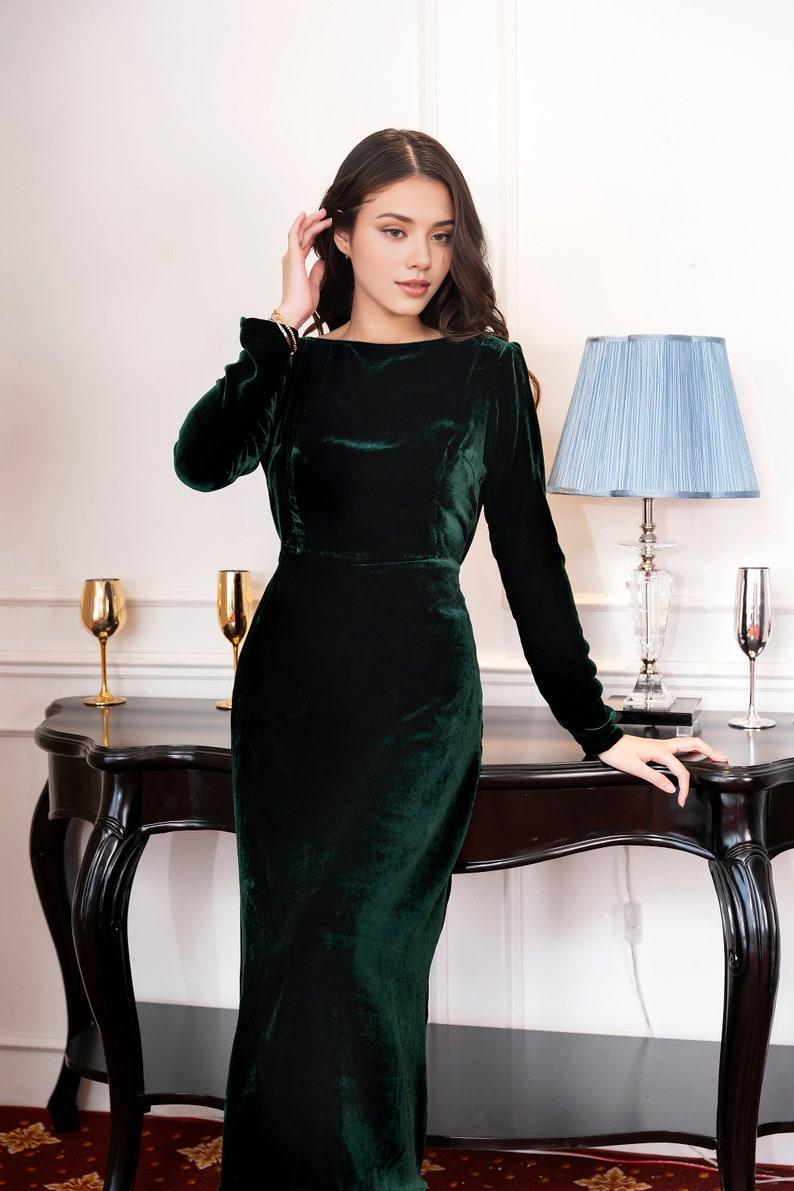 Ready to ship  Mulberry Silk Velvet Dress  Backless Long Prom Dress Maxi Dress Women