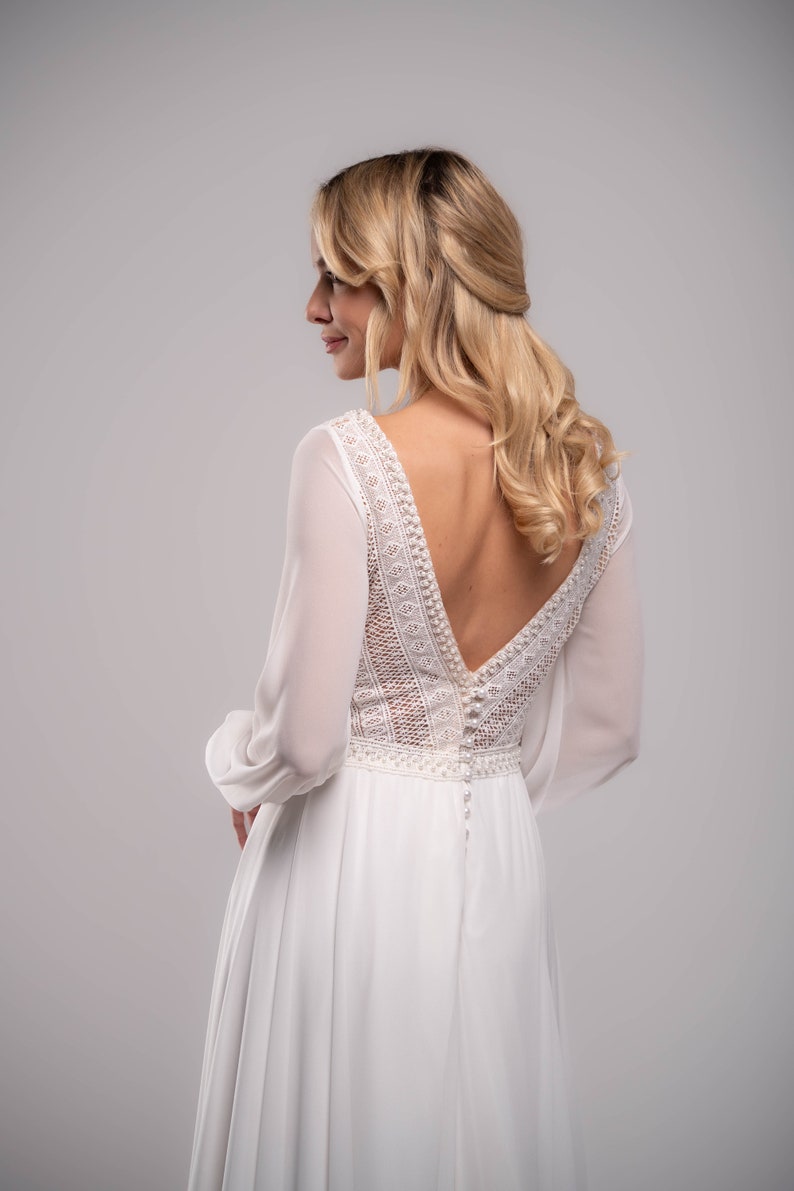 Simple Wedding Dressboho Bridal Dressrustic Wedding Dress Long Sleeves Wedding Unique Wedding Dress Boho Maxi Dress