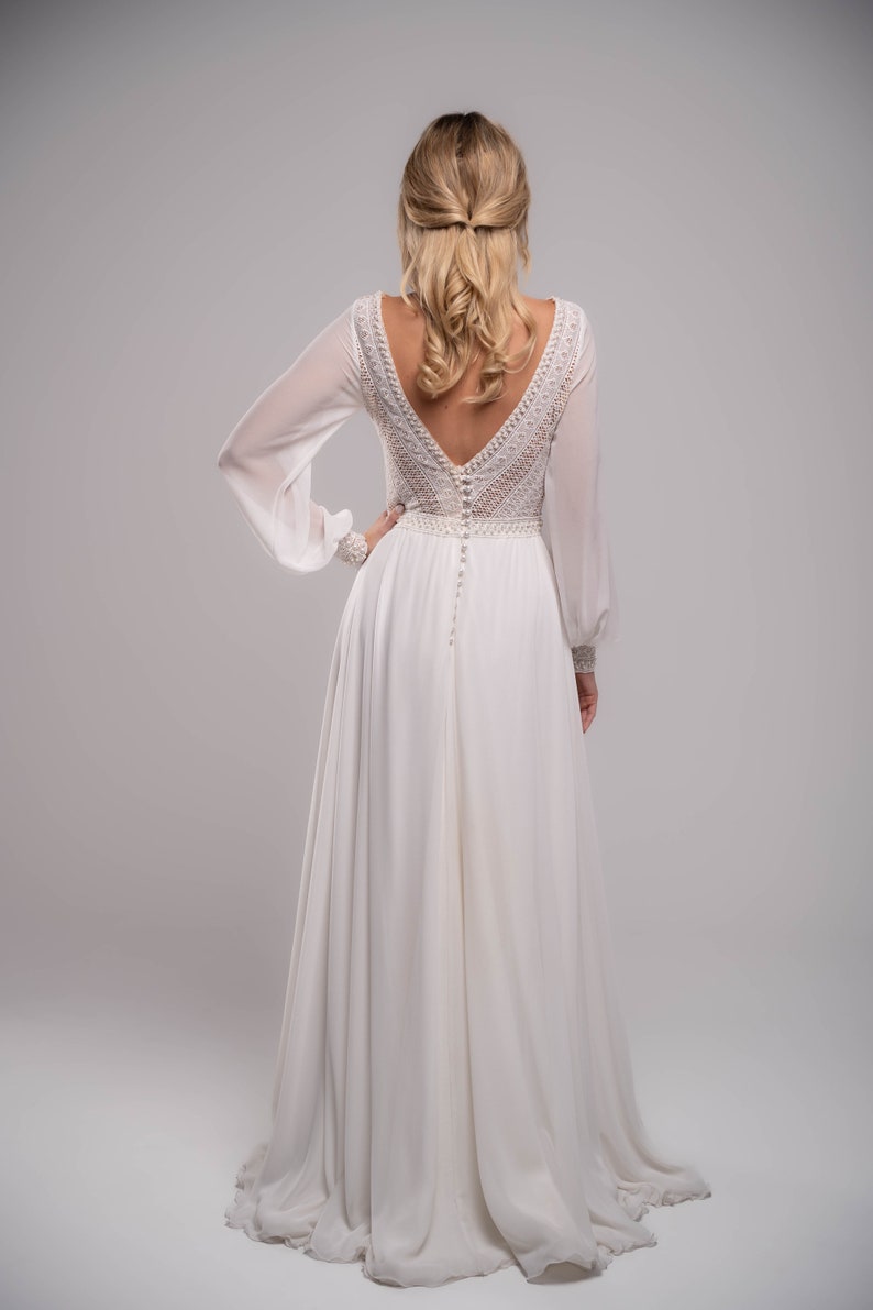 Simple Wedding Dressboho Bridal Dressrustic Wedding Dress Long Sleeves Wedding Unique Wedding Dress Boho Maxi Dress