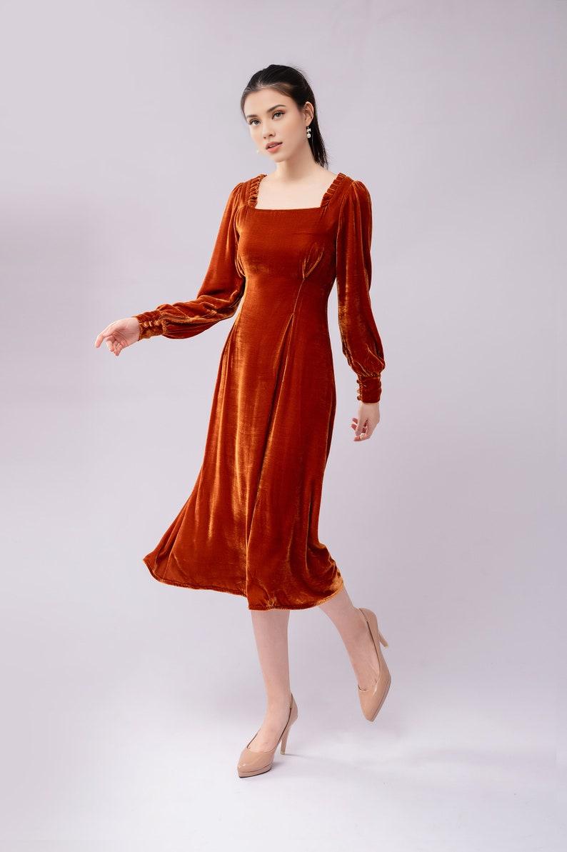 Silk Velvet Dress Luxurious Silk Velvet Dress with Sleeves Gift for her Long Dress Prom Dress Party Dress