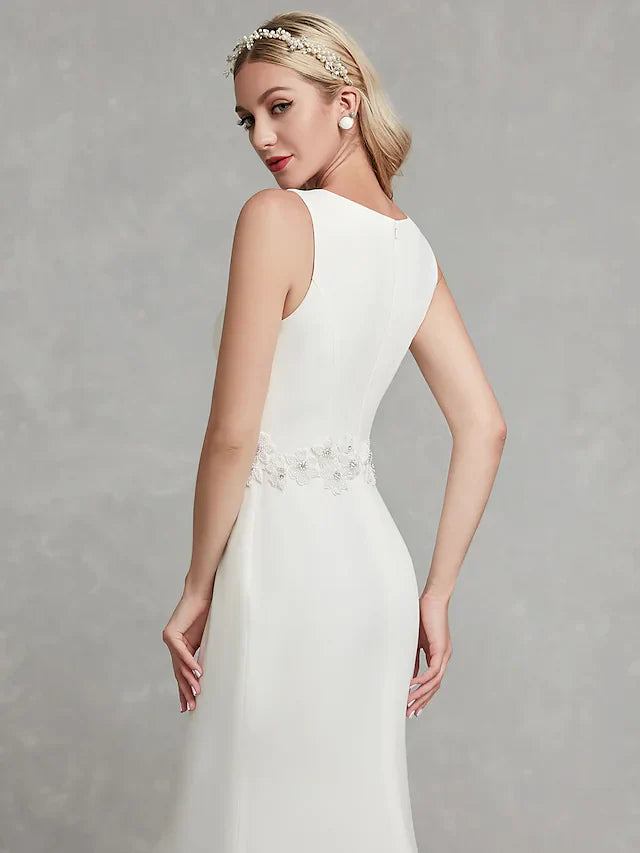 Wedding Dresses V Neck Satin Regular Straps Simple Plus Size with Appliques