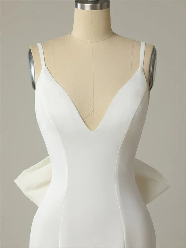 Spaghetti Straps Backless V Neck Mermaid Wedding Dresses