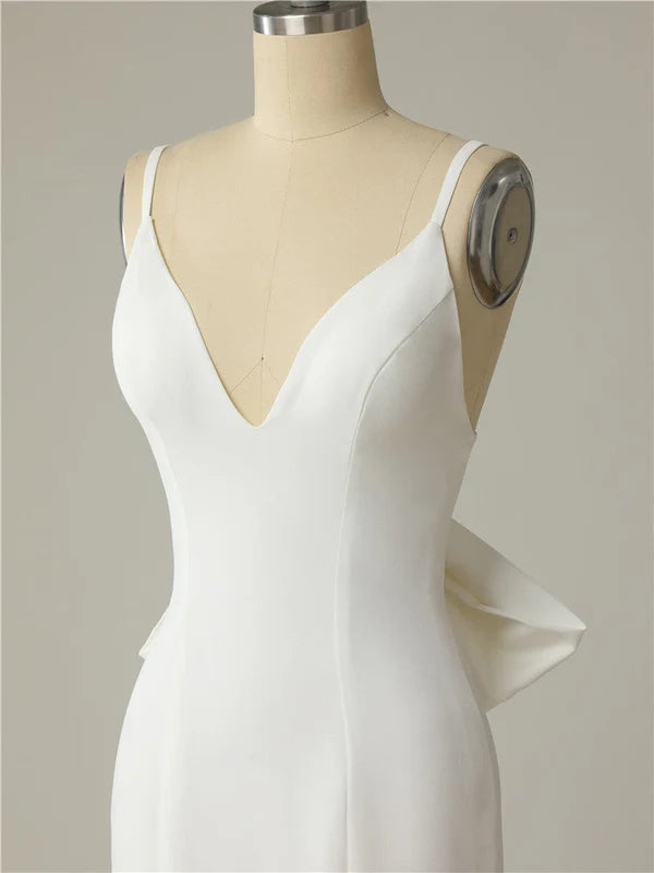 Spaghetti Straps Backless V Neck Mermaid Wedding Dresses