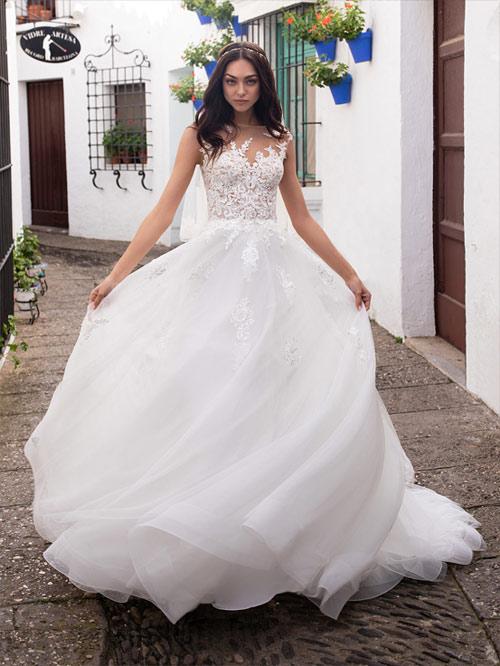 Dingji WeddingjiDress Ball Gown Sleeveless Tulle Backless Beach Wedding Dresses With Appliques