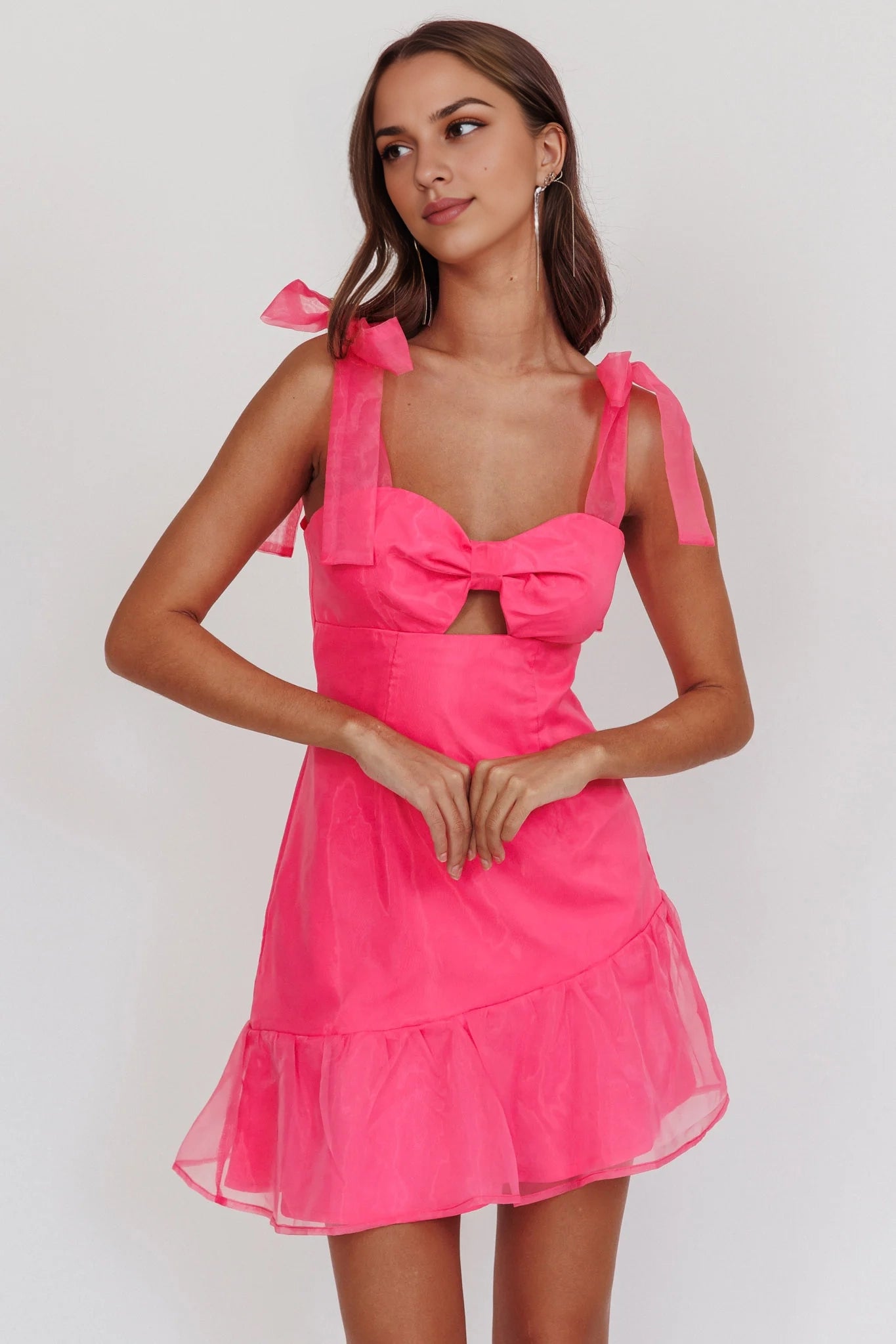 Beautiful A-line mini organza cover layer with lock hole details hidden back zipper Homecoming Dresses