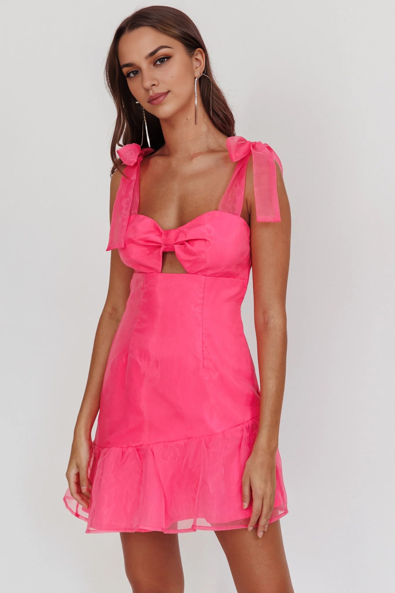 Beautiful A-line mini organza cover layer with lock hole details hidden back zipper Homecoming Dresses