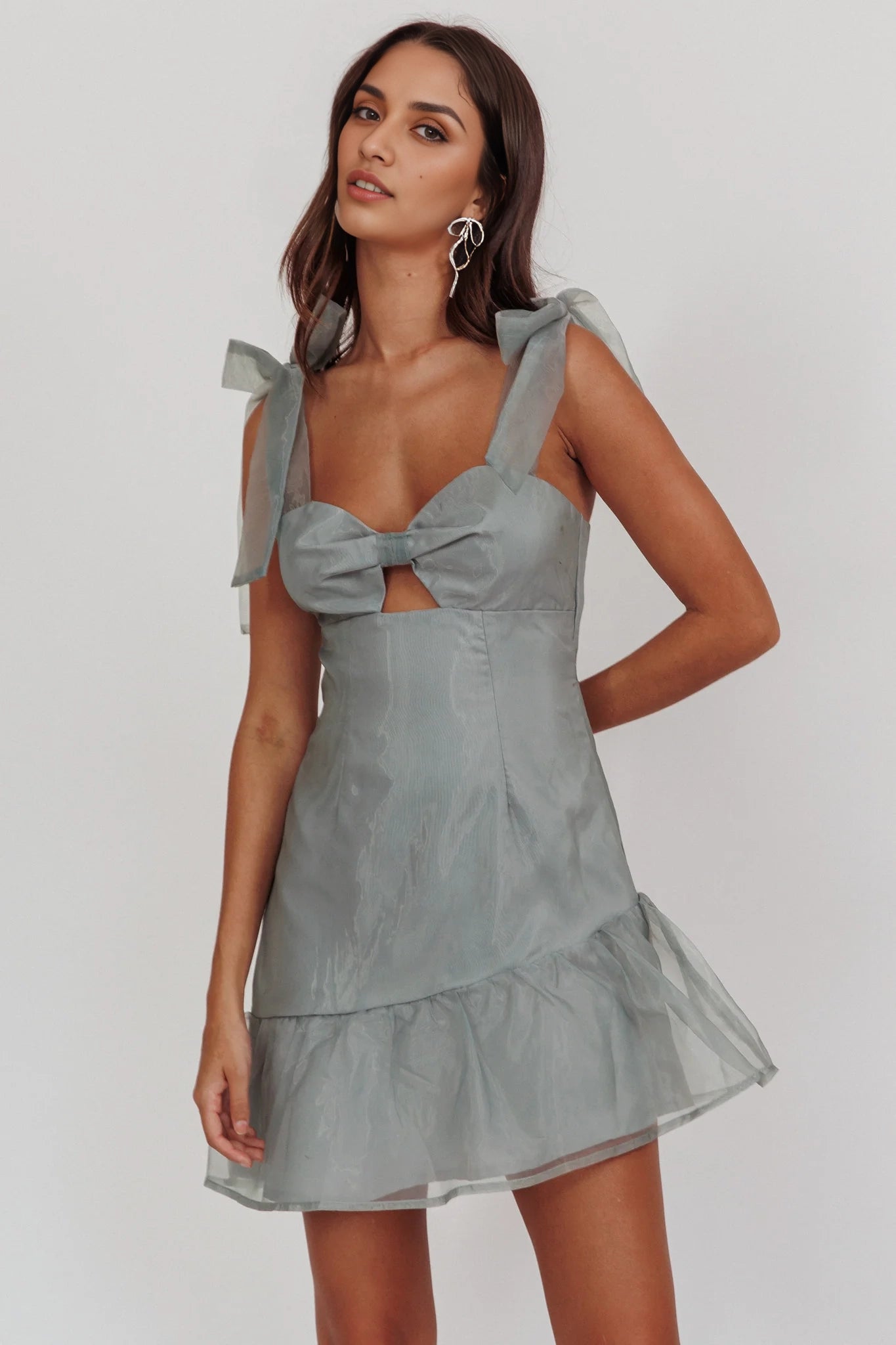 Beautiful A-line mini organza lace up lock hole detail invisible back zipper Homecoming Dresses