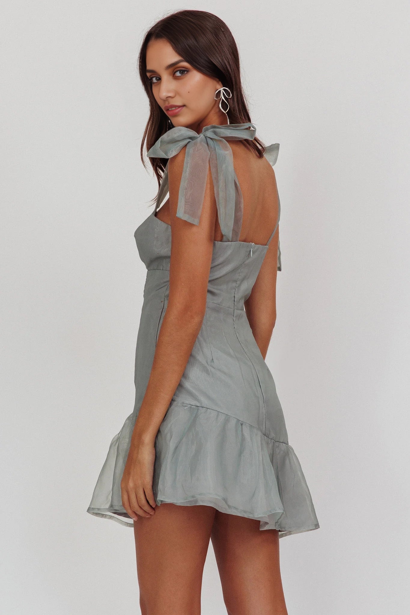 Beautiful A-line mini organza lace up lock hole detail invisible back zipper Homecoming Dresses