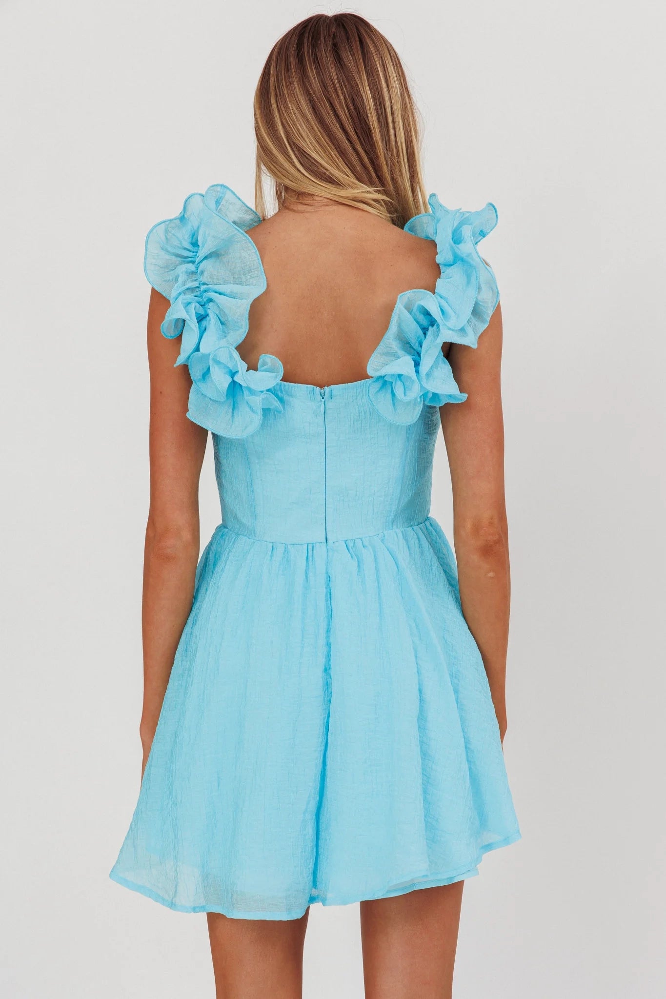 Beautiful mini corset with off shoulder ruffled shoulder straps Homecoming Dresses
