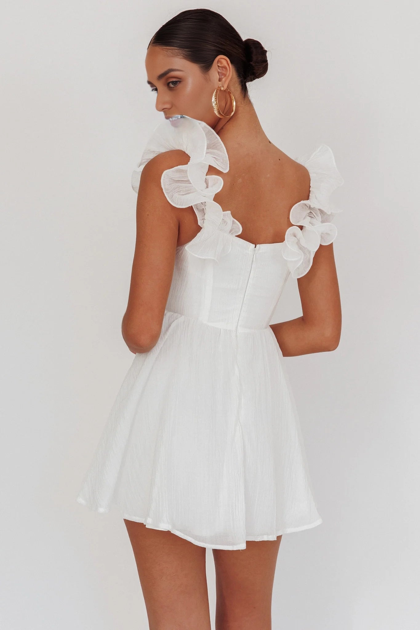 Beautiful off shoulder ruffled shoulder straps, tight corset, back zipper, Homecoming Dresses