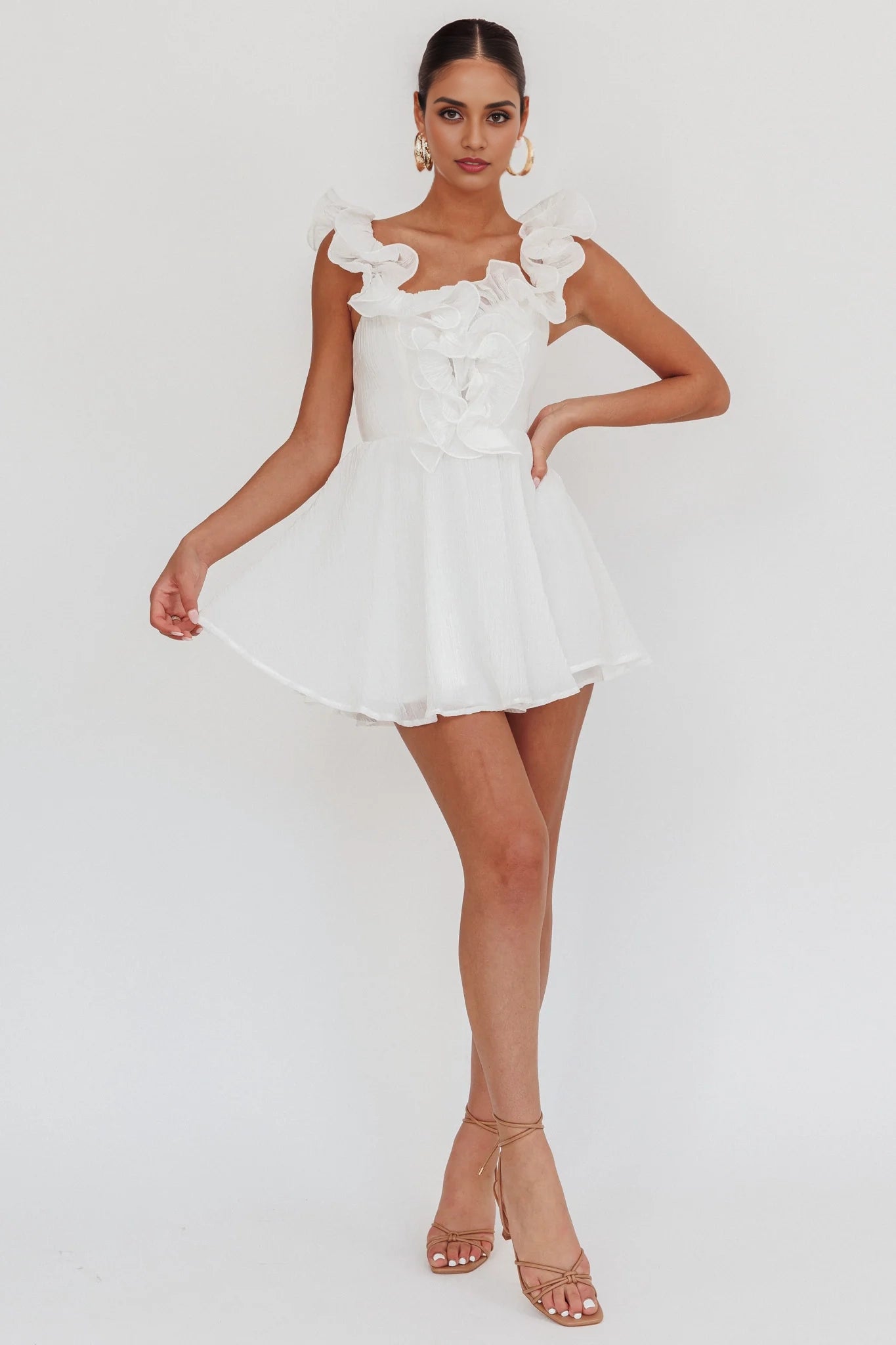 Beautiful off shoulder ruffled shoulder straps, tight corset, back zipper, Homecoming Dresses