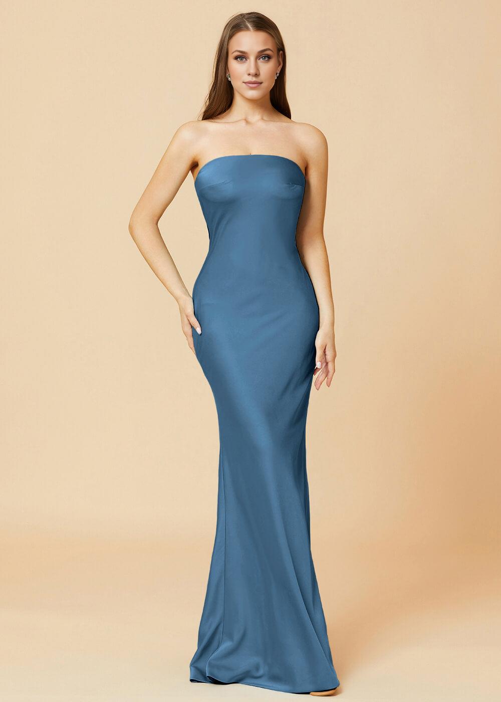 Blue Mermaid Long Bridesmaid Dress