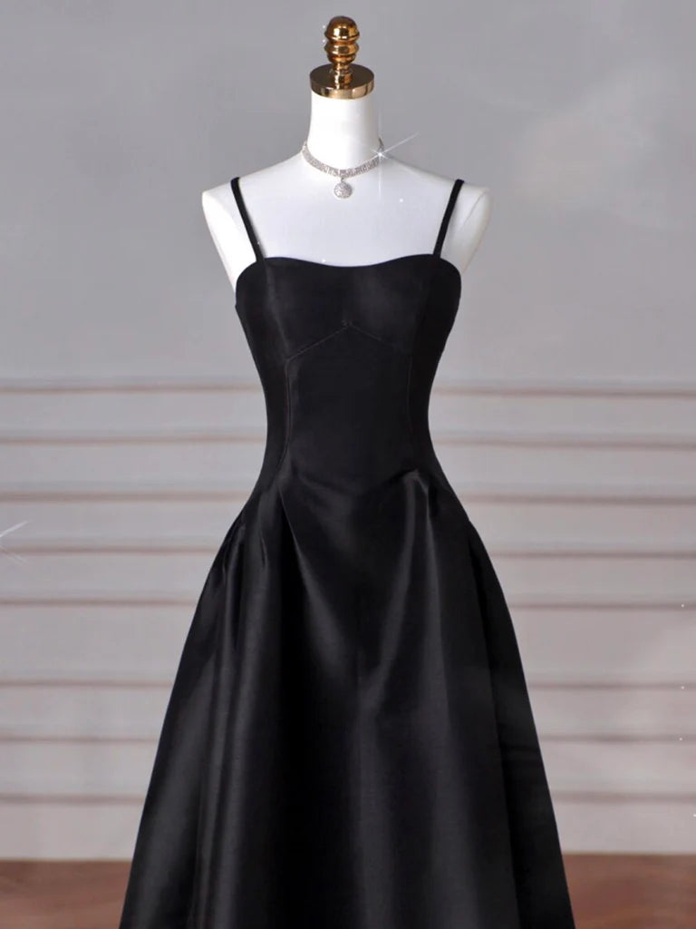 simple a line dark blue satin long prom dress Blue Satin Long A-Line Prom Dress, Simple Blue Evening Dress Formal Dr
