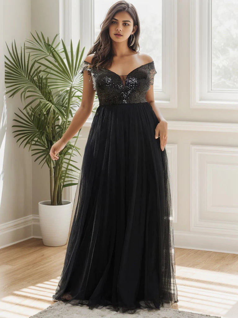 Plus Size Long Sequin Special Occasion Dresses