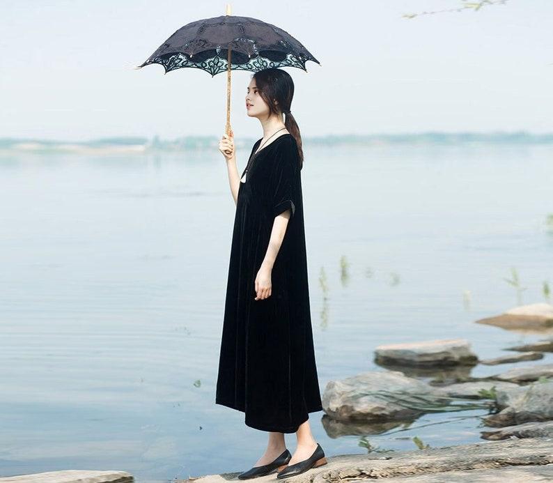 Women Dresses for Fall Winter Velvet Dress Short Sleeve Dress Loose Casual Long Dress Plus Size Dress Prom velvet Dress