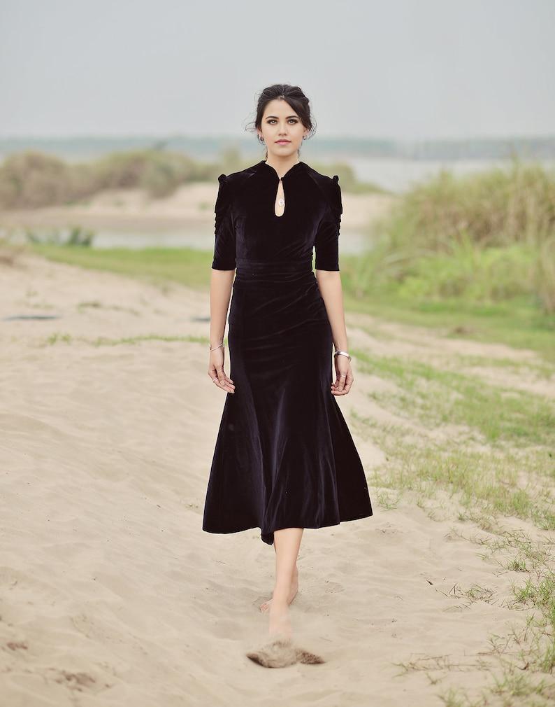 Velvet Dress Black  Women Velvet Dress  Velvet Formal Dress