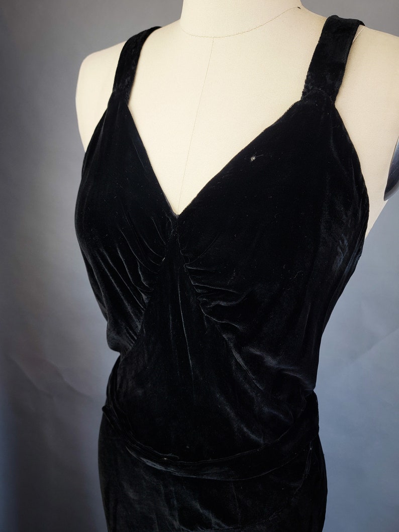 Black Silk Velvet Strappy Bias Cut Gown Silk Velvet Dress Black Velvet Dress Size Medium Size Large