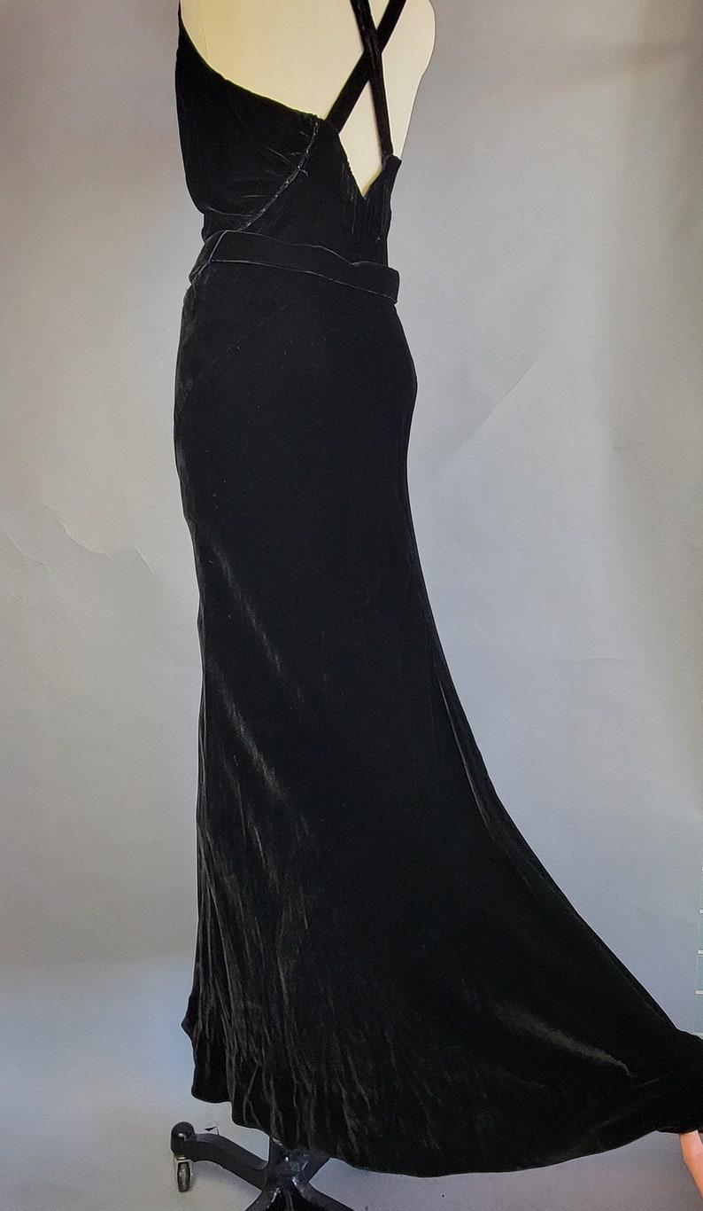 Black Silk Velvet Strappy Bias Cut Gown Silk Velvet Dress Black Velvet Dress Size Medium Size Large