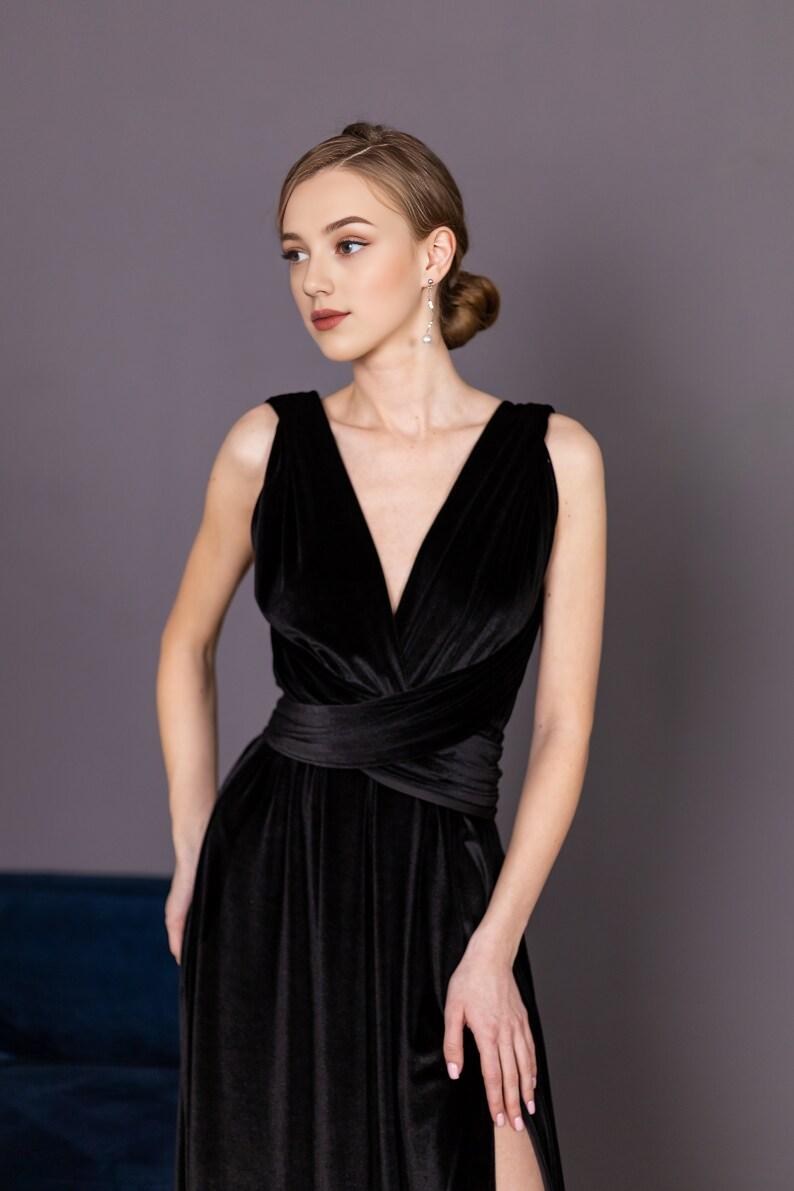 Long Maxi Dress Prom Custom Black Velvet Long Evening Dress Women Long Velvet Gown