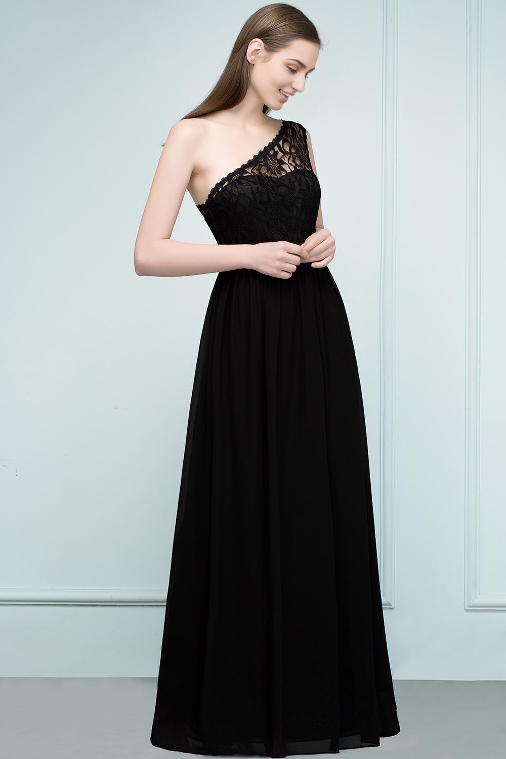 A-line Lace One-shoulder Floor-length Bridesmaid Dress Floor Length with