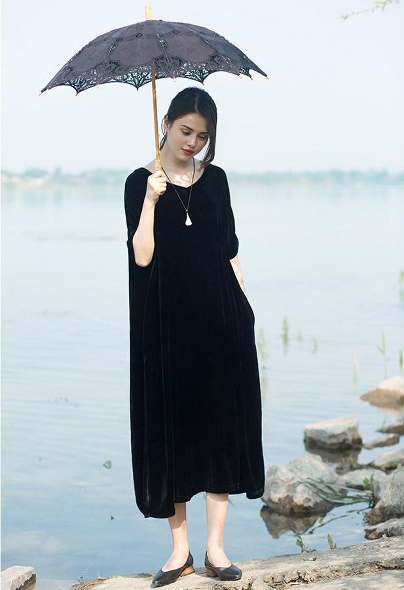 Women Dresses for Fall Winter Velvet Dress Short Sleeve Dress Loose Casual Long Dress Plus Size Dress Prom velvet Dress