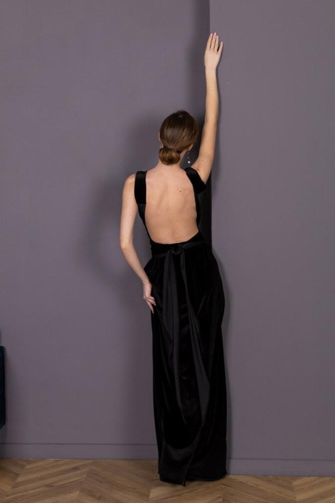 Long Maxi Dress Prom Custom Black Velvet Long Evening Dress Women Long Velvet Gown