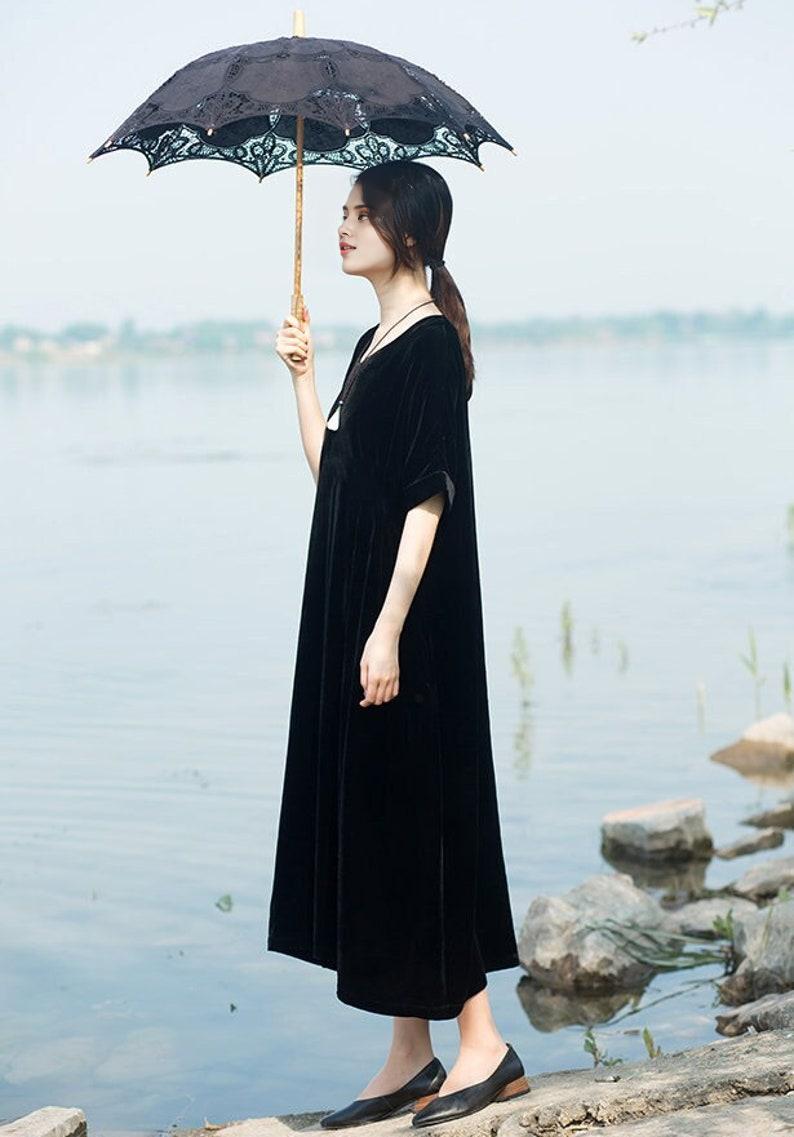 Women Dresses for Fall Winter Velvet Dress Short Sleeve Dress Loose Casual Long Dress Plus Size Dress Prom velvet Dress