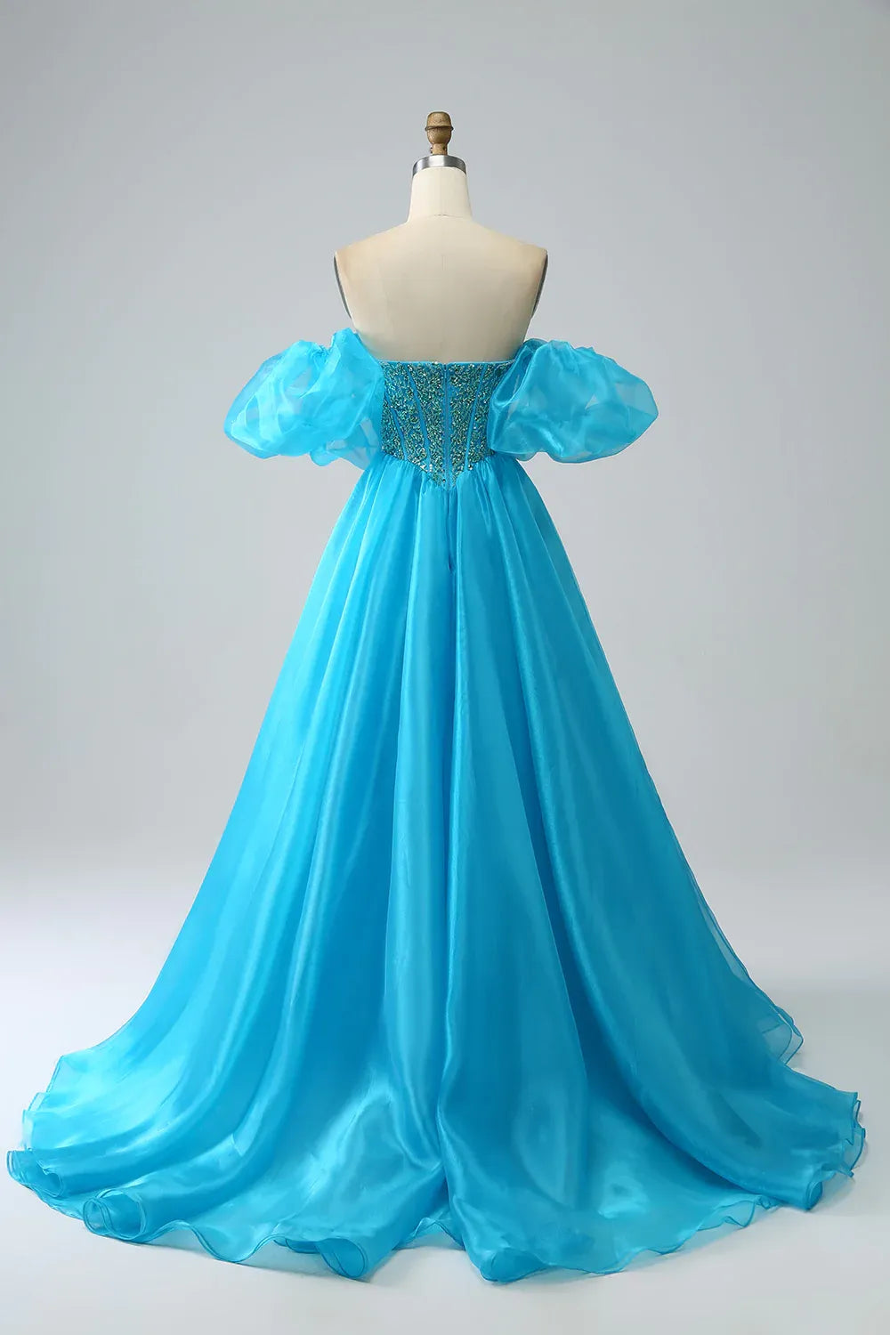 A-Line Beaded Long Prom Dress with Detachable Sleeves