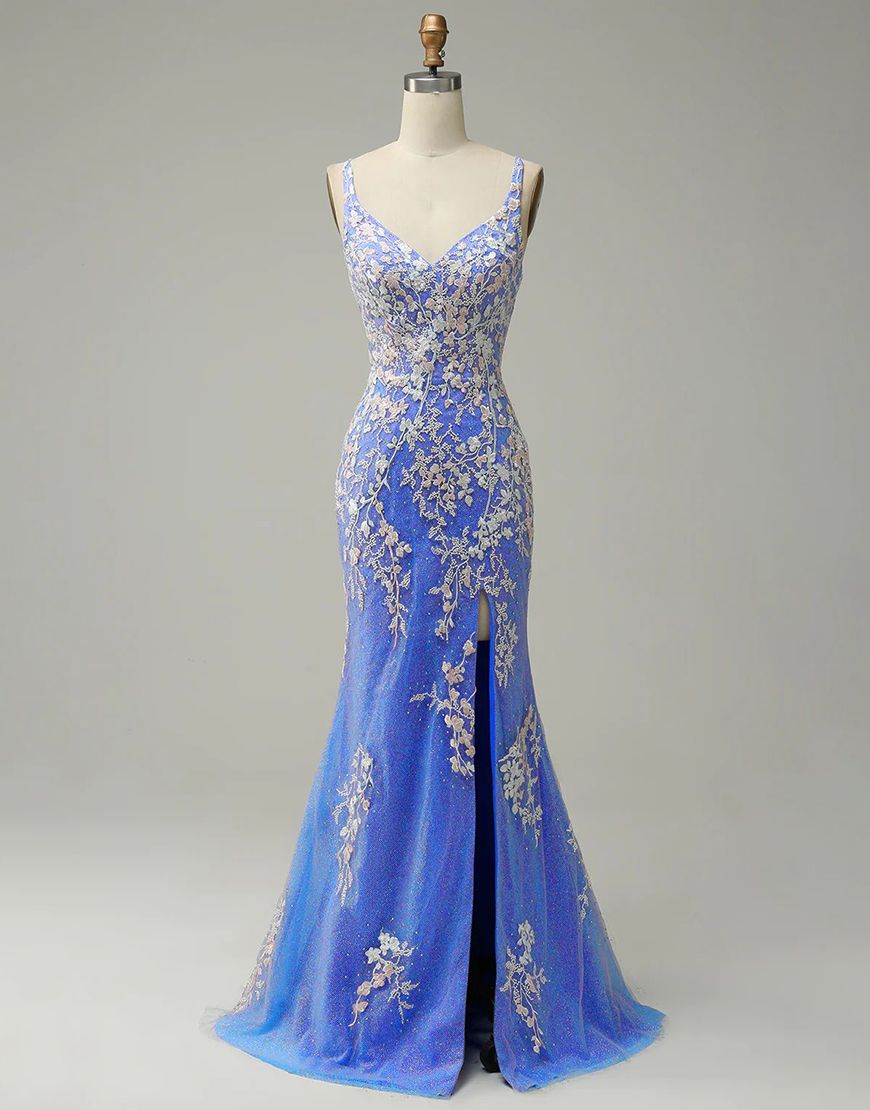 Mermaid V-Neck Prom Dress With Appliques