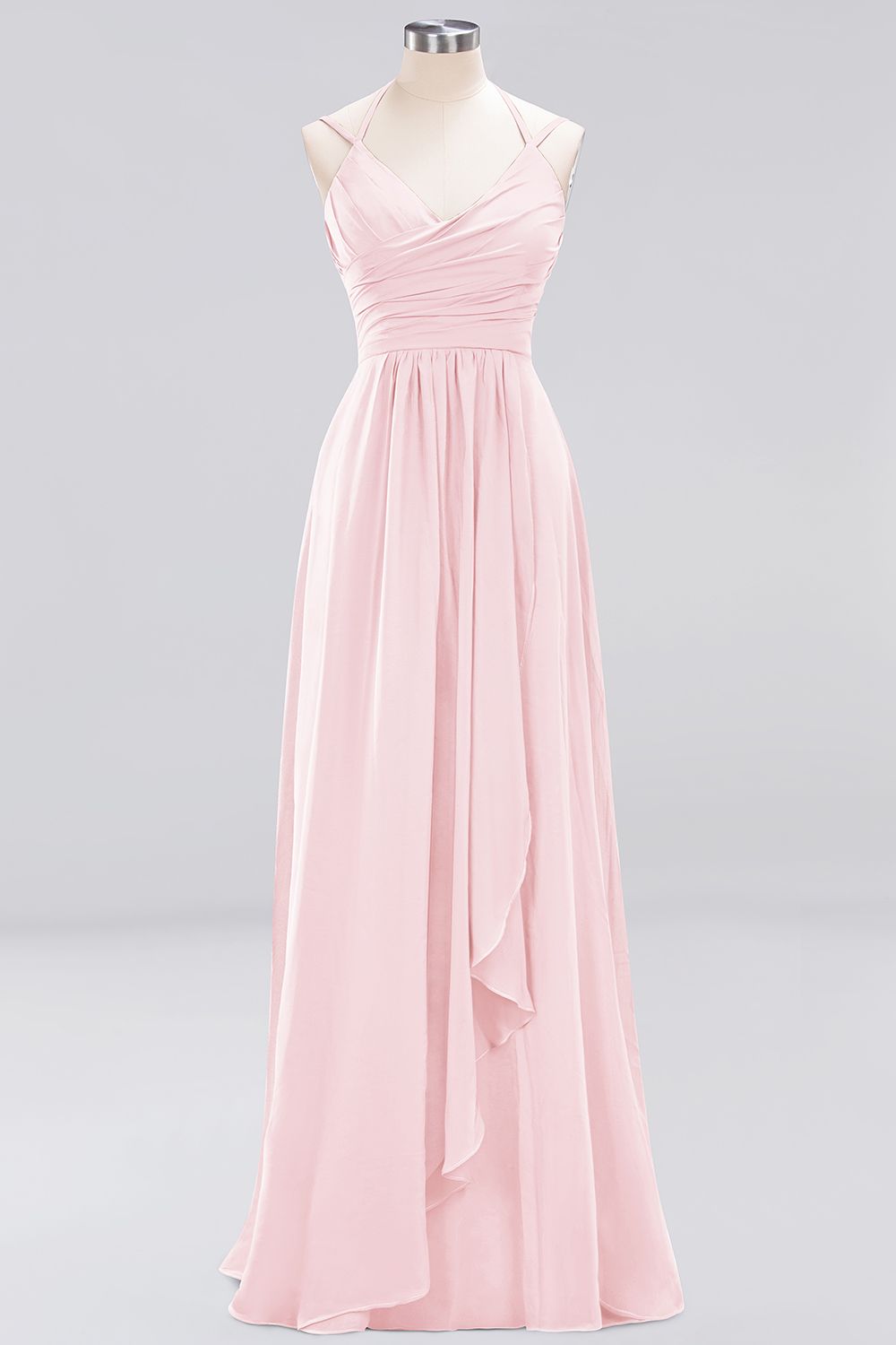 A-line Spaghetti Straps Sleeveless Ruffles Floor-Length Bridesmaid Dresses
