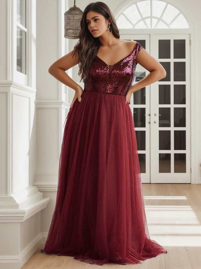 Plus Size Long Sequin Special Occasion Dresses