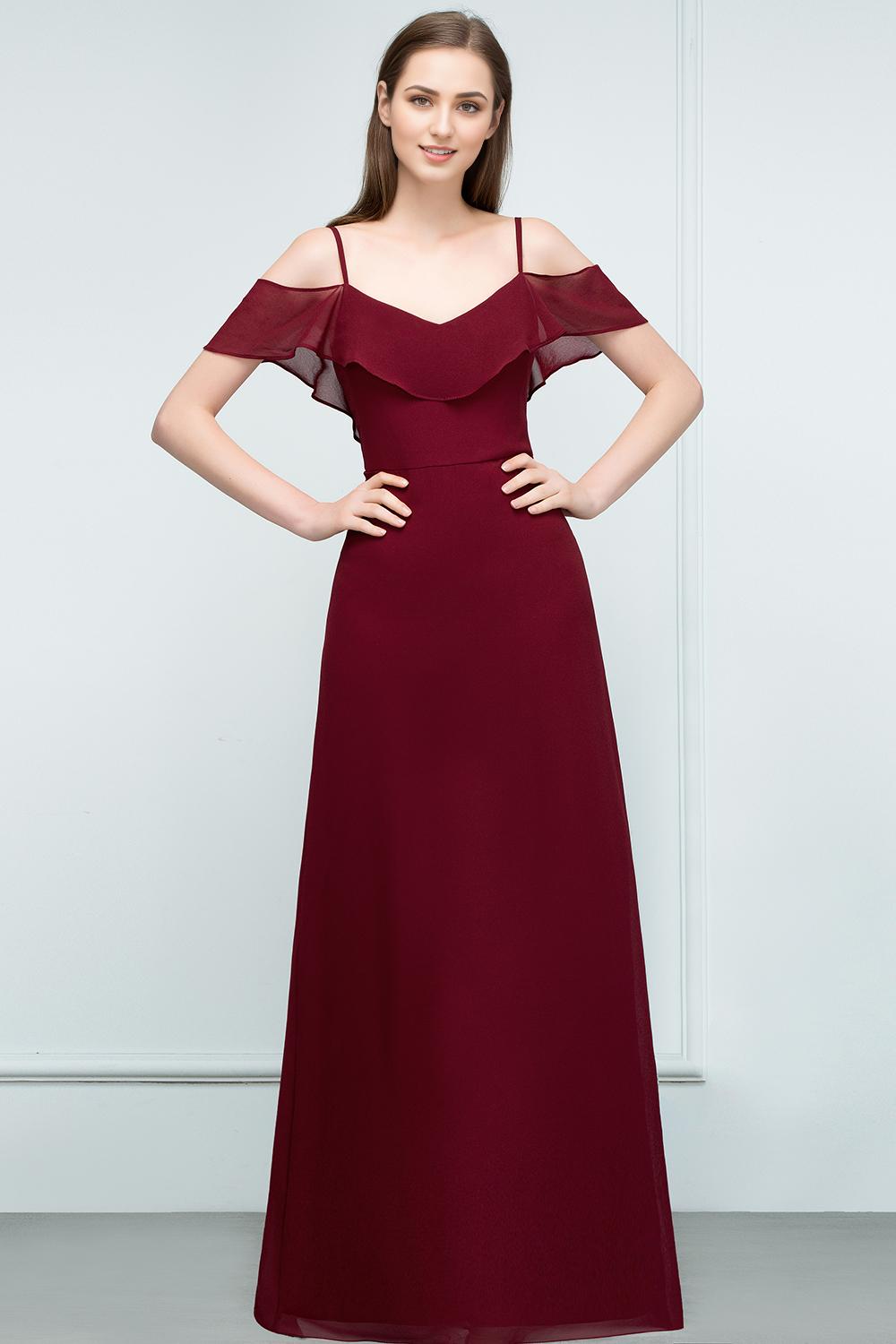 A-Line Spaghetti Straps Sleeveless Floor-Length Bridesmaid Dresses