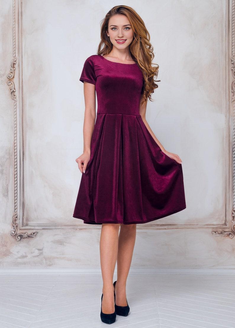 Plum burgundy velvet dress evening dress prom velvet gown velvet bridesmaid dress christmas dress