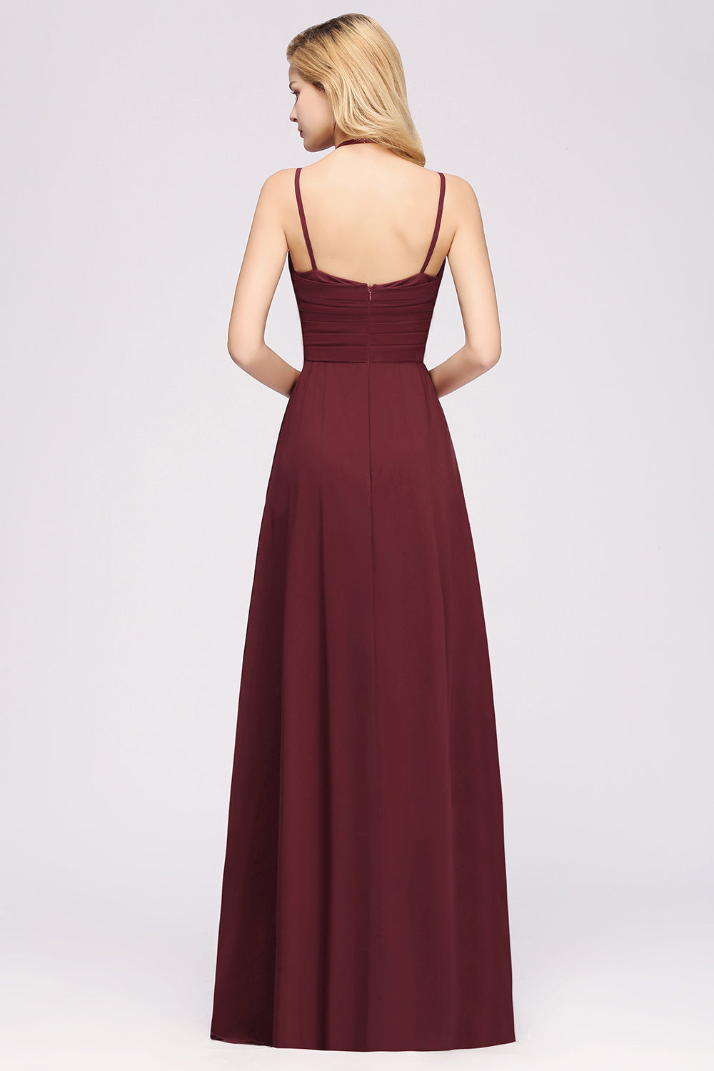 A-line Spaghetti Straps Sleeveless Ruffles Floor-Length Bridesmaid Dresses