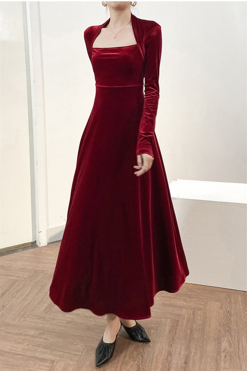 Velvet dress for women Prom Dress Fall Winter Custom Long Sleeve Maxi Dress