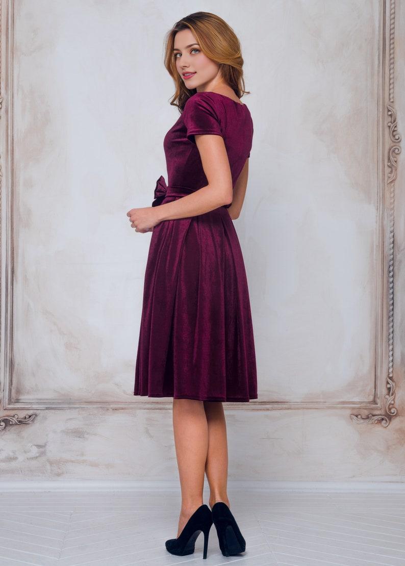 Plum burgundy velvet dress evening dress prom velvet gown velvet bridesmaid dress christmas dress