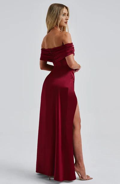 Sexy A-line Off The Shoulder Pleated Front Slit Formal Prom Dress