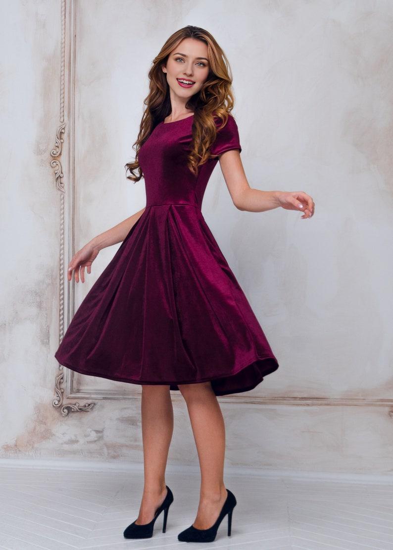 Plum burgundy velvet dress evening dress prom velvet gown velvet bridesmaid dress christmas dress
