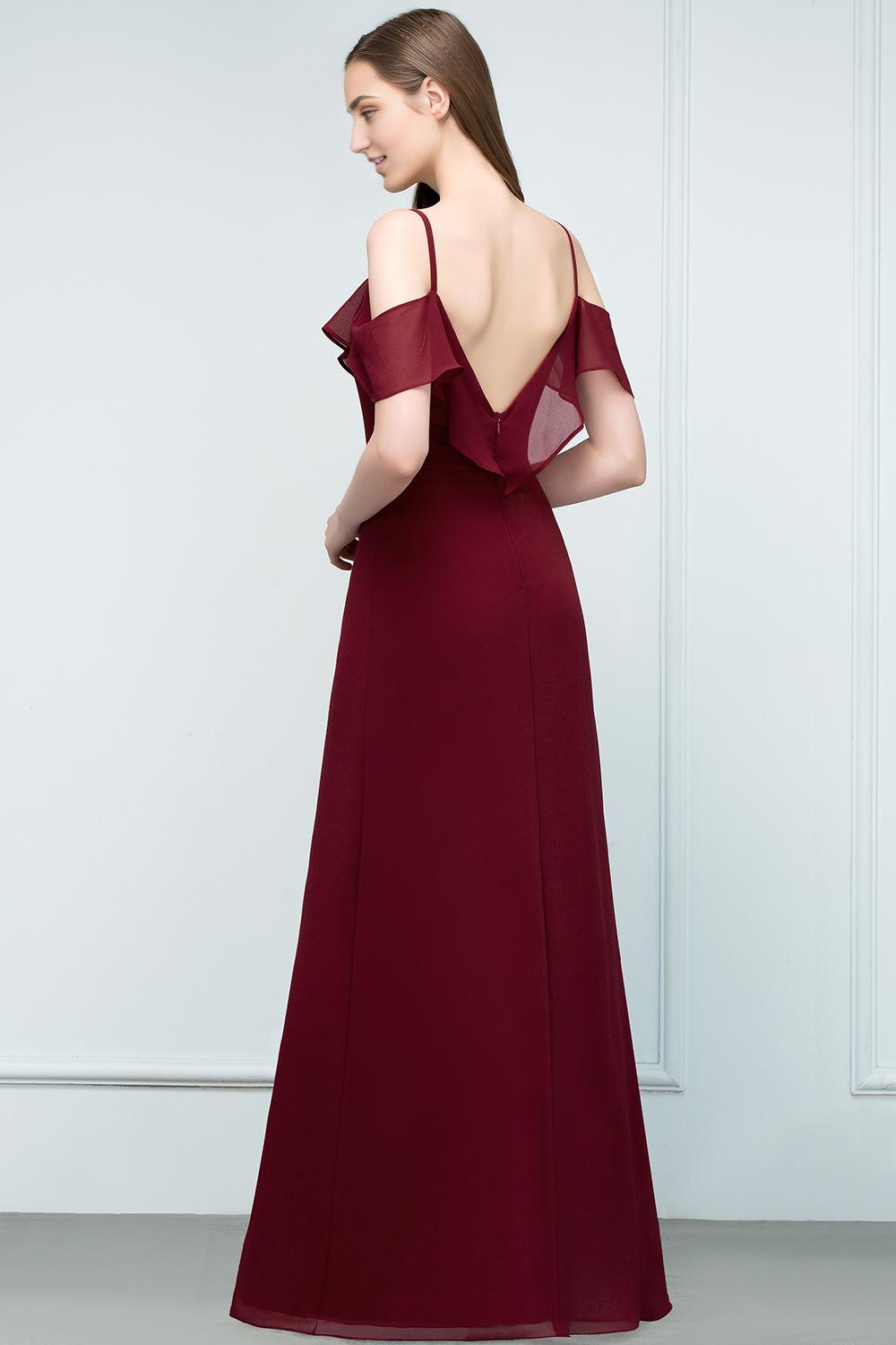 A-Line Spaghetti Straps Sleeveless Floor-Length Bridesmaid Dresses