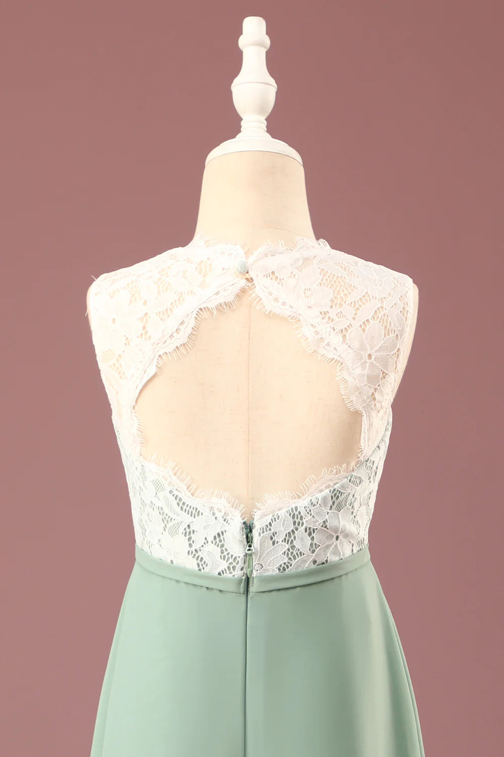 Matcha A-line Floor Length Round Neck Sleeveless Junior Bridesmaid Dress