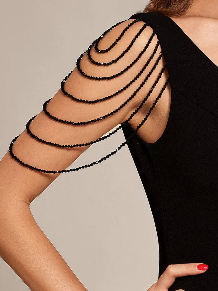 Custom Size V Neck Stretch Crepe High Front Slit Bodycon Prom Dress