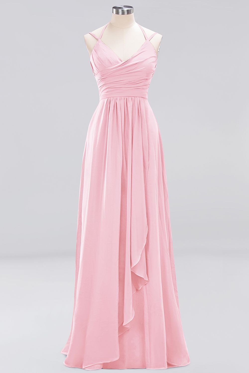 A-line Spaghetti Straps Sleeveless Ruffles Floor-Length Bridesmaid Dresses