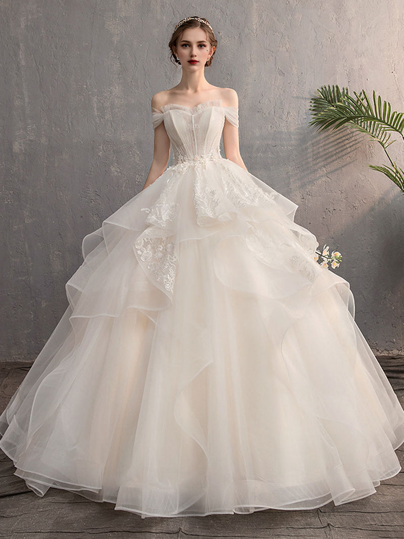 Sweetheart Neck Lace Long Wedding Dress Off Shoulder Wedding Gown