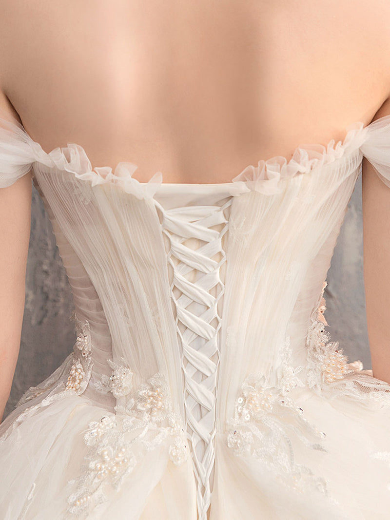 Sweetheart Neck Lace Long Wedding Dress Off Shoulder Wedding Gown