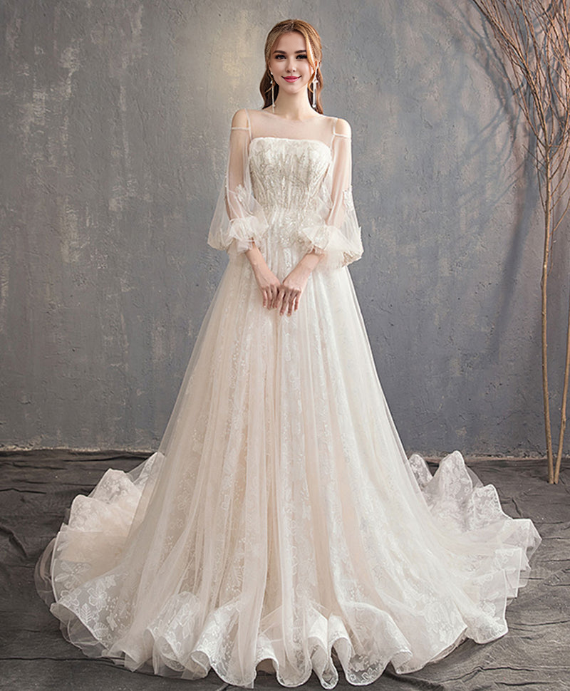 Tulle Lace Long Wedding Dress Tulle Lace Bridal Dress
